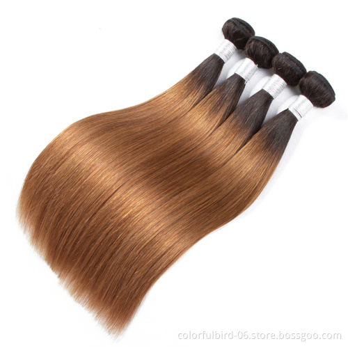 Wholesale perruque Hair Weave ombre 1b/30  human Bundles Double Drawn Bone Straight 1b/30 Weave human hair
